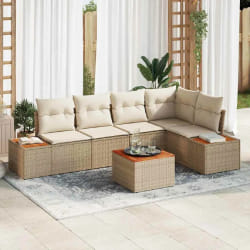 vidaXL Ensemble de canapé de jardin avec coussin 6 pcs beige et crème