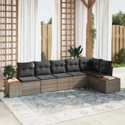vidaXL Ensemble de canapé de jardin 6 pcs Gris 319 x 154 x 85 cm