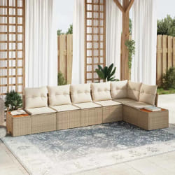 vidaXL Ensemble de canapé de jardin avec coussin 6 pcs beige et crème