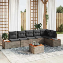 vidaXL Ensemble de canapé de jardin 7 pcs Gris 319 x 154 x 85 cm