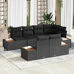 vidaXL Ensemble de canapé de jardin 7 pcs Noir 264 x 154 x 85 cm