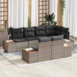 vidaXL Ensemble de canapé de jardin 7 pcs Gris 264 x 154 x 85 cm