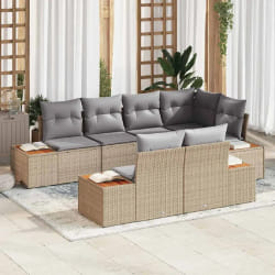 vidaXL Ensemble de canapé de jardin 7 pcs beige et gris clair