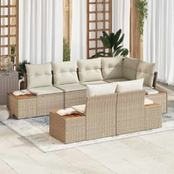 vidaXL Ensemble de canapé de jardin avec coussin 7 pcs beige et crème