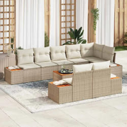 vidaXL Ensemble de canapé de jardin avec coussin 9 pcs beige et crème