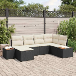 vidaXL Ensemble de canapé de jardin avec coussin 6 pcs Noir et crème