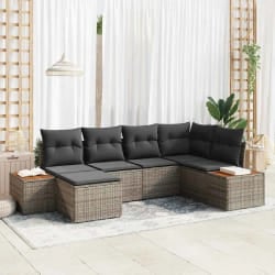 vidaXL Ensemble de canapé de jardin 6 pcs Gris 264 x 154 x 85 cm