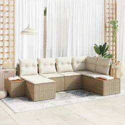 vidaXL Ensemble de canapé de jardin avec coussin 6 pcs beige et crème