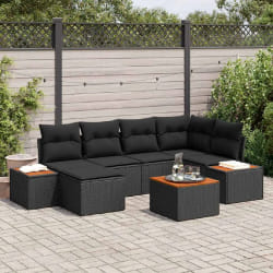 vidaXL Ensemble de canapé de jardin 7 pcs Noir 264 x 154 x 85 cm