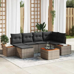 vidaXL Ensemble de canapé de jardin 7 pcs Gris 264 x 154 x 85 cm