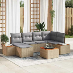 vidaXL Ensemble de canapé de jardin 7 pcs beige et gris clair
