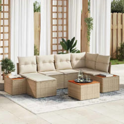 vidaXL Ensemble de canapé de jardin avec coussin 7 pcs beige et crème