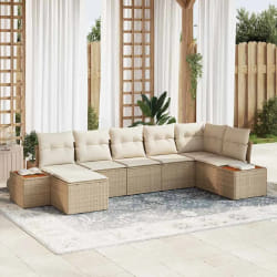 vidaXL Ensemble de canapé de jardin avec coussin 7 pcs beige et crème