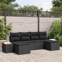 vidaXL Ensemble de canapé de jardin 6 pcs Noir 184 x 62 x 85 cm