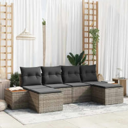 vidaXL Ensemble de canapé de jardin 6 pcs Gris 184 x 62 x 85 cm