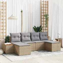vidaXL Ensemble de canapé de jardin 6 pcs beige et gris clair