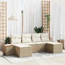vidaXL Ensemble de canapé de jardin avec coussin 6 pcs beige et crème