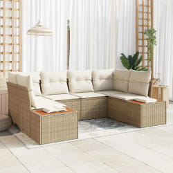 vidaXL Ensemble de canapé de jardin avec coussin 6 pcs beige et crème
