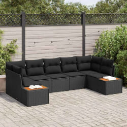 vidaXL Ensemble de canapé de jardin 7 pcs Noir 289 x 154 x 85 cm