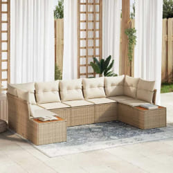vidaXL Ensemble de canapé de jardin avec coussin 7 pcs beige et crème