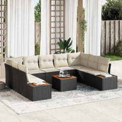 vidaXL Ensemble de canapé de jardin avec coussin 6 pcs Noir et crème
