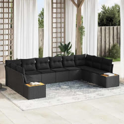 vidaXL Ensemble de canapé de jardin 10 pcs Noir 344 x 209 x 85 cm