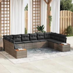 vidaXL Ensemble de canapé de jardin 10 pcs Gris 344 x 209 x 85 cm