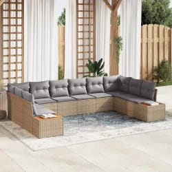 vidaXL Ensemble de canapé de jardin 10 pcs beige et gris clair