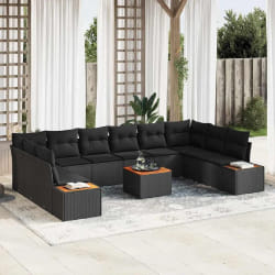 vidaXL Ensemble de canapé de jardin 11 pcs Noir 344 x 209 x 85 cm