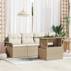 vidaXL Ensemble de canapé de jardin 5 pcs Beige Poly rotin