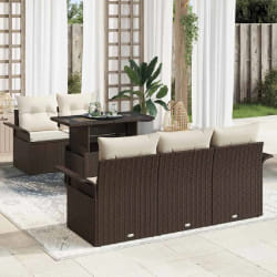 vidaXL Ensemble de canapé de jardin 6 pcs Marron Poly rotin