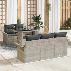 vidaXL Ensemble de canapé de jardin 6 pcs Gris clair Poly rotin