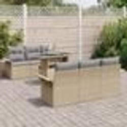 Canapés de jardin vidaXL 7 pièces avec coussins en poly rattan beige