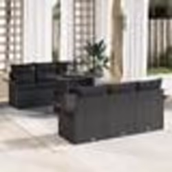 Ensemble de canapé jardin vidaXL 7 pièces avec coussins Noir Rattan Poly
