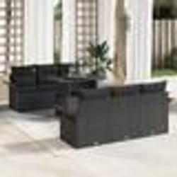 Ensemble de canapé jardin vidaXL 7 pièces avec coussins Noir Rattan Poly
