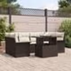 Canapé de Jardin 7 pièces vidaXL avec Coussins en Poly Rotin Marron