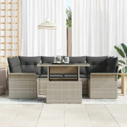 vidaXL Ensemble de canapé de jardin 7 pcs Gris clair Poly rotin