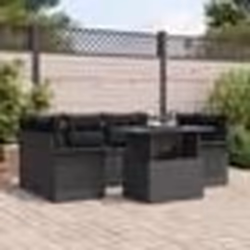 Set de canapé de jardin vidaXL 7 pièces avec coussins Rotin Poly Noir