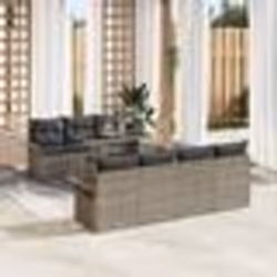 Ensemble de canapés de jardin 8 pièces avec coussins en poly rattan gris