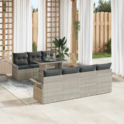 vidaXL Ensemble de canapé de jardin 8 pcs Gris clair Poly rotin