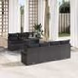 Ensemble de canapé de jardin 8 pièces avec coussins en poly rattan noir