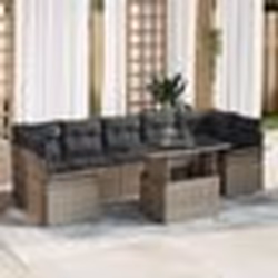 Ensemble de Canapé de Jardin 8 Pièces avec Coussins Gris Poly Rattan