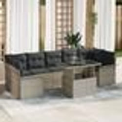 Canapé de Jardin 8 Pièces Coussins Gris Clair Poly Rattan
