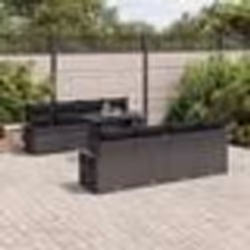 Ensemble de Canapés de Jardin de 9 Pièces avec Coussins Noir Poly Rattan