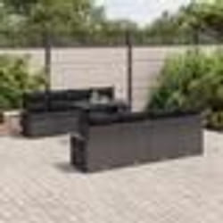 Ensemble de Canapés de Jardin de 9 Pièces avec Coussins Noir Poly Rattan