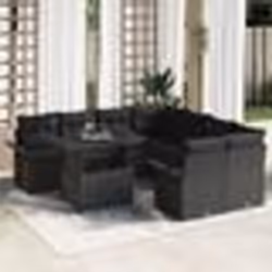 ensemble de canapé de jardin 9 pièces avec coussins noir poly rotin