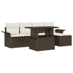 vidaXL Ensemble de canapé de jardin 6 pcs Marron Poly rotin