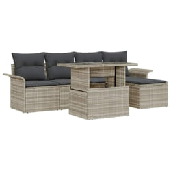vidaXL Ensemble de canapé de jardin 6 pcs Gris clair Poly rotin