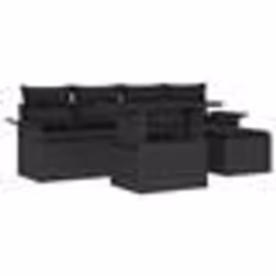 Ensemble de canapé jardin 6 pièces avec coussins Rattan Poly Noir