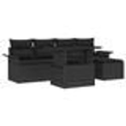 Ensemble de canapé jardin 6 pièces avec coussins Rattan Poly Noir